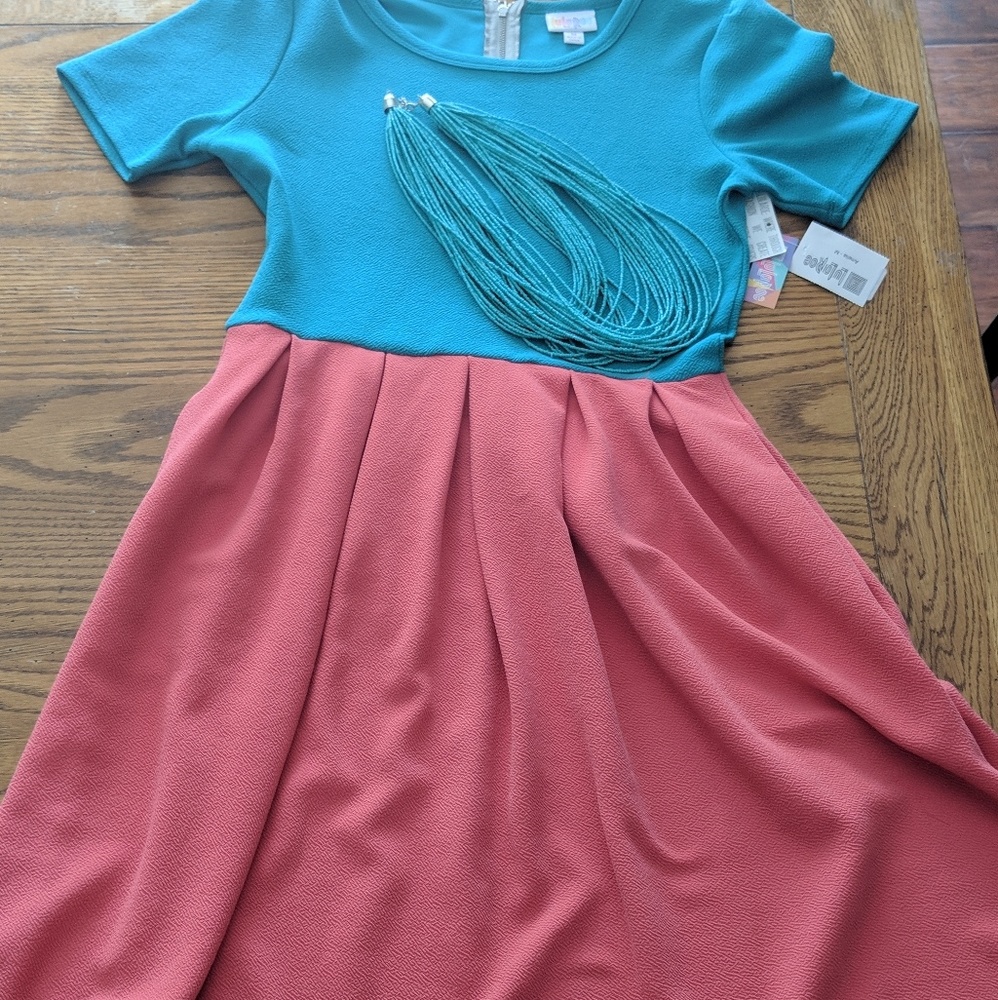 Lularoe pink and aqua amelia